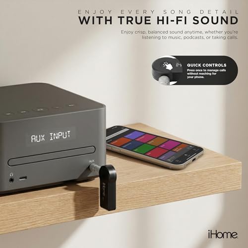iHome 3.5mm Audio Receiver with Built-in Mic, Wireless Music Streaming, Compact Design by iHome - Used condition - Image 3