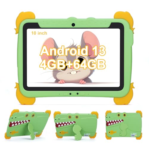 C idea 10,1 pulgadas para niños Tableta, pantalla FHD 1280x800, 4 GB de RAM + 64 GB de ROM, batería 6000mAh, control parental, Wi-FI, Bluetooth, tableta Android para niños de 3 a 12 años (Verde)