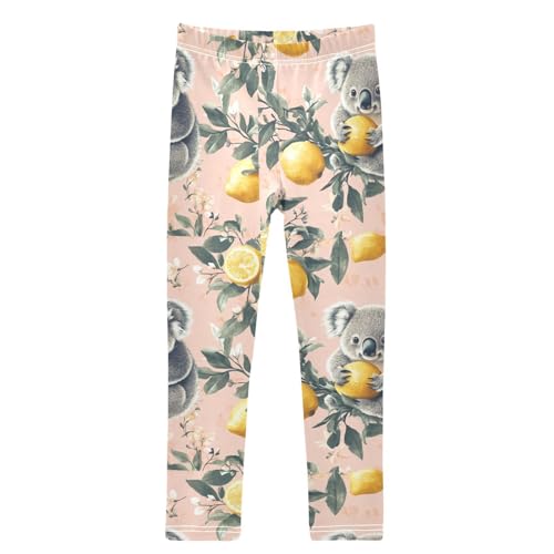 Grey Small Koala Lemon Girls Leggings Kids Yoga Pants Dance Active Tights 4T