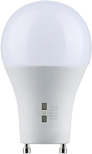 Satco S11796 LED A19 de 14 vatios base GU24 de dos pines CCT seleccionable 120 voltios acabado blanco