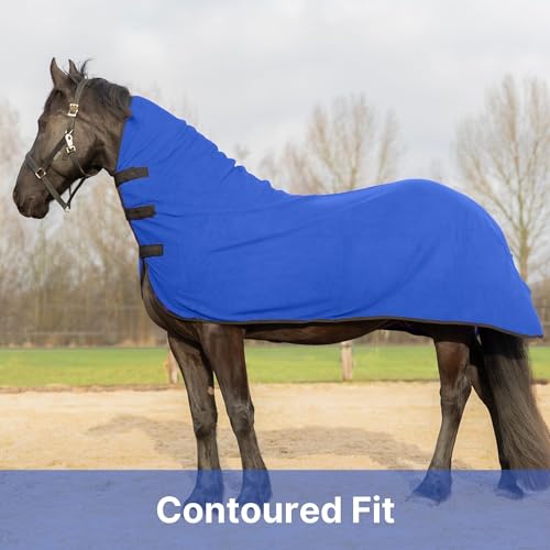 Image of RESISTANCE Fleece Contour Horse Cooler - Anti-Sweat Moisture Wicking, 3 Quick-Grip Neck Closures, Tail Cord, Durable Hemmed Edges, Polar Soft Fleece, Post-Exercise Cool Down
