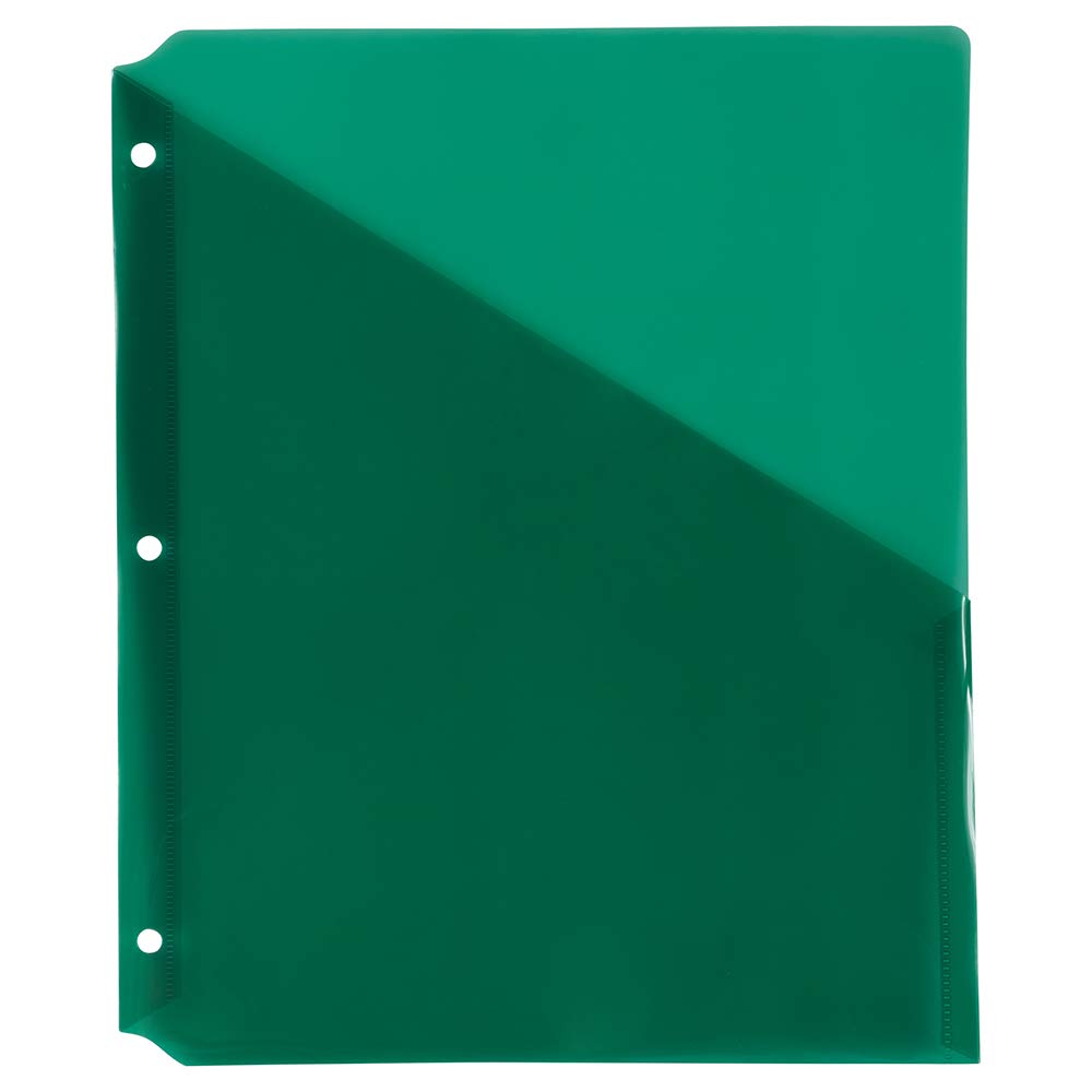 JAM PAPER Plastic Binder Dividers w/Pocket - 11 3/16 x 9 1/4 - Green - 6/Pack