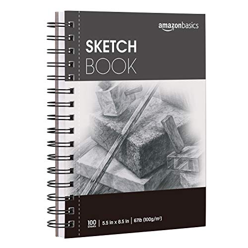 Amazon Basics Sketch Pad, 5.5 x8.5 , 67 lb. 100 gsm, 100 Sheets, White