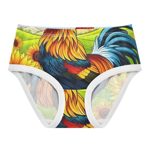 Cartoon Rooster Sunflower Panties for Girl Toddler Underwear Custom Cotton Artistic Briefs Kids Undies 2t