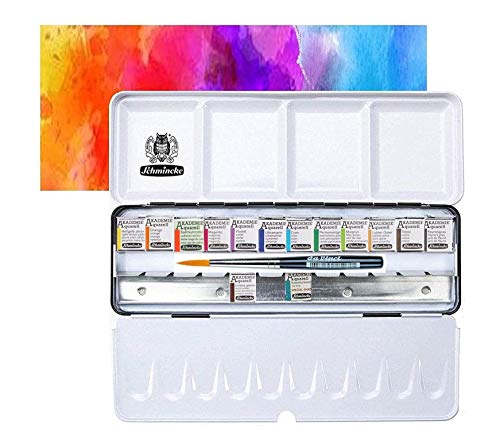 Schmincke Akademie - Pintura de acuarela (caja de metal, 14 x 1/2 cm,...