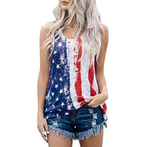 Uofoco womens blouse sleeveless vest patriotic stripes star ameri…