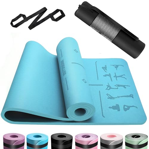 OUTDOUSE Esterilla Yoga,Esterilla Fitness Antideslizante,TPE Colchoneta Gimnasia, para Pilates,Deporte,Gimnasia,Estiramientos, Esterilla Deporte con bandolera y bolsa de transporte 183x61cm