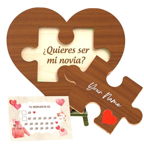 Personalize Will You Be My Girlfriend Sign Quieres ser mi novia Plaque Wooden Heart Proposal Puzzle with Hidden Message Be My Valentine Girlfriend Proposal Gifts Decor Romantic Valentine Gift Ideas