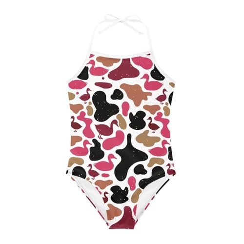 Image of ELEQIN Cartoon Animal Cute Girls One Piece Swimsuit Adjustable Swimwear for 3Y-10Y
