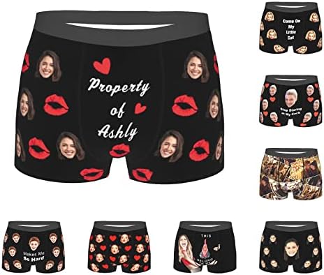Custom Underwear Personalized for Men Boyfriend Husband Boxer Briefs with Photo Face Valentines Day Gifts for Him