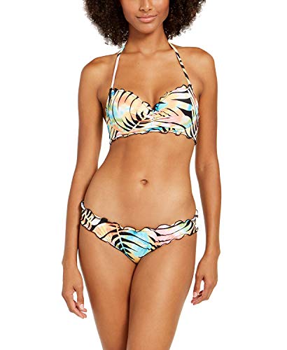 Sundazed Top de biquíni feminino Paradise Palm Nixie com babados e borda, Palma paraíso, 36D