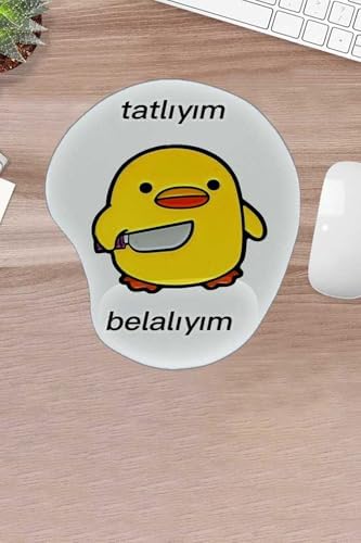 KARMAT Damla, Komik Ördek Yazısı, Mouse Pad, Bilek Destekli Bilgisayar Faresi, Aksesuar Krem- - Görsel 1