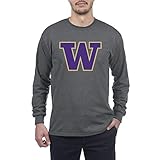 Elite Fan Shop NCAA Washington Huskies Mens Dark Heather Icon Touchdown Long Sleeve Shirt,...