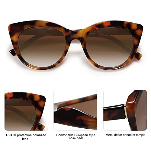 SOJOS Trendy Polarized Sunglasses for Women,Retro Cat Eye Womens Sun Glasses SJ22214