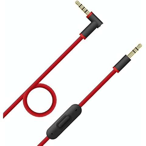 Headphone Cable Wire Replacement Remotetalk Audio AUX Cord with Microphone Compatible with Beats by Dr. Dre Mixr/Solo 3/Pro/Studio/Solo HD/Executive/Detox (Red/Black) Cover