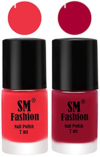 Image of Long Lasting Nail Polish | Nail Paint Combo 7 ml Each) - Set of 2 Rose Pink-Dark Magenta