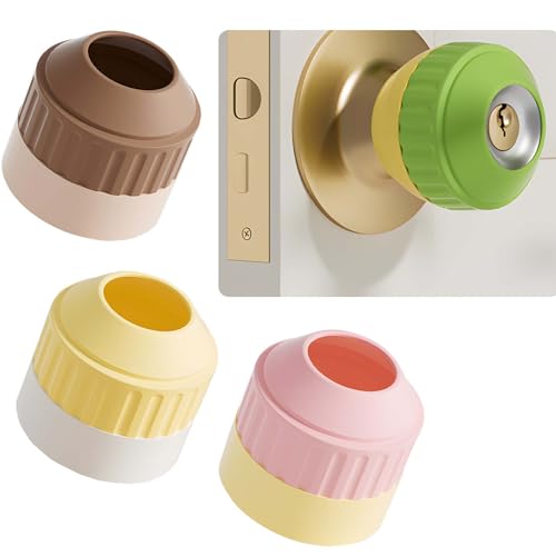 Roioiow Universal Round Silicone Door Knob Cover - Non-Slip, Anti-Collision, Trimmable, and Wall Protection Grip,4 Packs