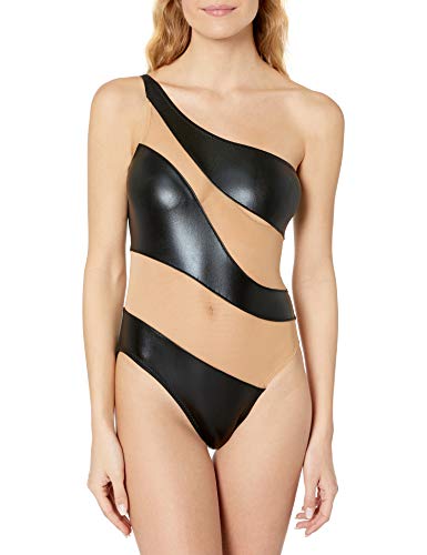 Norma Kamali Women's Snake Mesh Mio One Piece Swimsuit, Black foil, XS