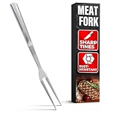 Two Pronged Carving Fork for Meat - Stainless Steel 11' Meat Fork 2 Prongs with Comfortable Handle - Rust Resistant & Difficult to Break Cooking Forks 2 Prong for Convenient Slicing, Cooking & Serving