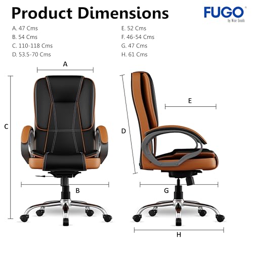 Image of FUGO FG12 Ergonomic Office Chair | Adjustable Height Swivel Chair with 360 Rotation | Comfortable Seating for Home Office & Study | Computer Desk Chair with 3-Year Warranty