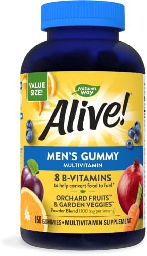 Nature’s Way Alive! Men’s Gummy Multivitamins, High Potency Formula, Supports Whole Body Wellness,* Fruit Flavored, 150 Gummies