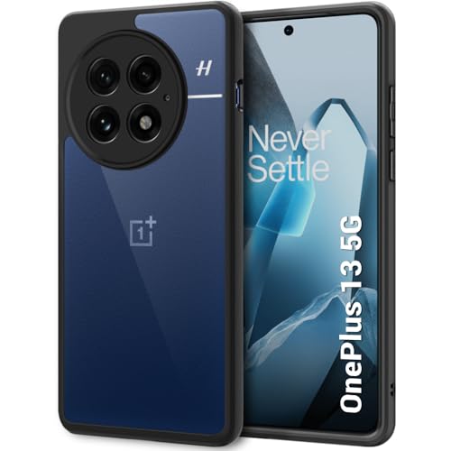 Image of TheGiftKart Hybrid Shockproof Back Cover Case for OnePlus 13 5G | Camera Protection Module | Hard Back Cover Case for OnePlus 13 5G (PC & TPU, Transparent Clear Back, Black Sides) | Hybrid
