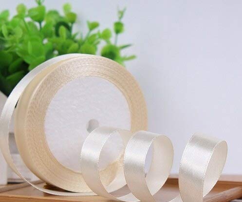 Crafteez Satin Ribbon for Craft Decorations Clothes Sewing Making Purpose -5 Roll: 42.5 Meter- Cream
