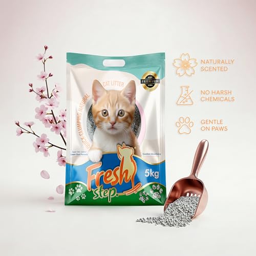 Image of Fresh Step Dream Flower Scented Cat Litter - 5kg | Ultra Absorbent, Quick Clumping, Odor Control, Dust-Free Formula for Cats (Pack of 3)