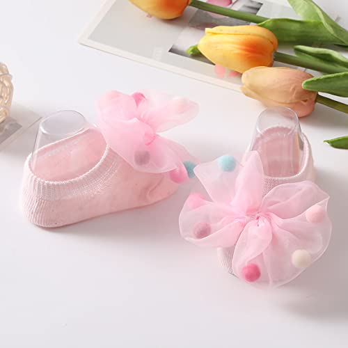 Toddler Cotton Crew Socks with Softy Sole Baby Boys Girls Colorful Bowkot Princess Socks Indoor Floor Floor Socks4