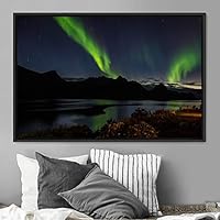 Framed Canvas Wall Art Dayspring Astronomy & Space Contemporary Cosmic Dramatic Green Group Photography Realism - 16x24 inches