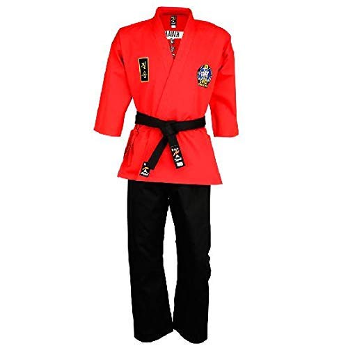 Uniforme Rouge Démo taille 110cm en coton pour entraînement d'arts martiaux