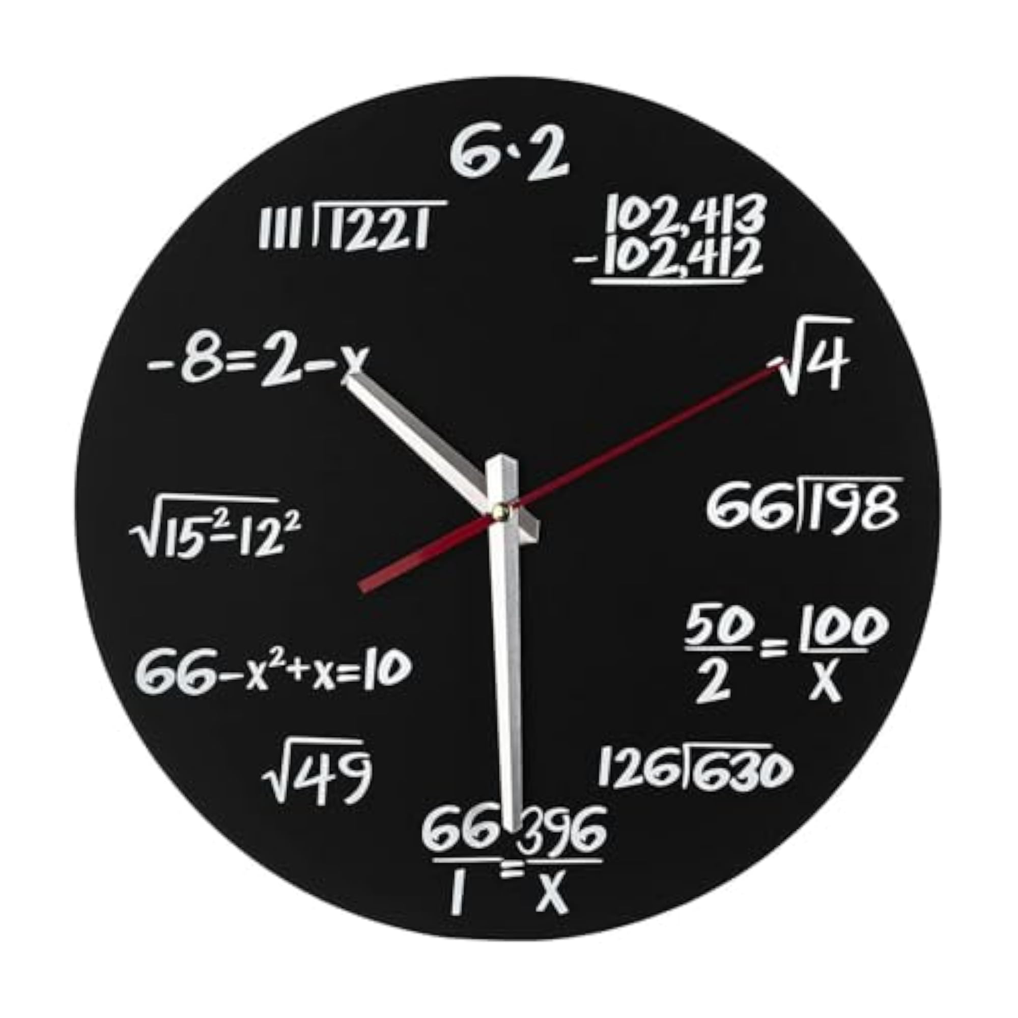 Math Clock Decoration Modern Design Non Ticking