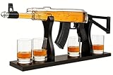 Gifts for Men Dad, AK Whiskey Decanter Set for Men - Gun Decanter, Detachable Magazine & 4 Bullet Shot Glasses, Liquor Dispenser Bar, Cool Anniversary Birthday Military Drinking Present Gift Ideas