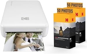 KODAK PM220 - Lote de Impresora fotográfica para Impresora de Fotos (5,4 x 8,6 cm, WiFi, Compatible con iOS y Android), Color Blanco
