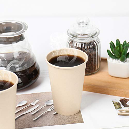 100 Count 12 oz Plant Fiber Disposable Paper Coffee Cups for Hot Drinks