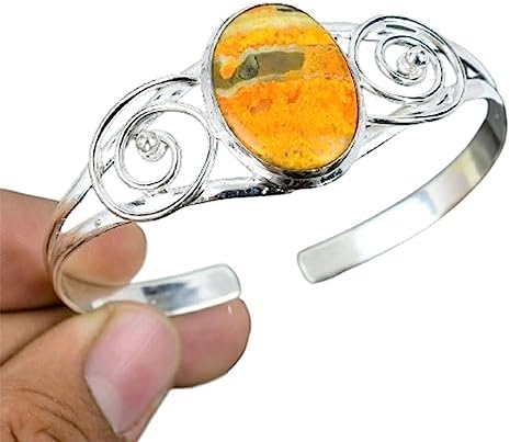 Bumblebee Jasper Bracelet, 925 Silver Bracelet, Handmade Cuff Bracelet, Delicate Silver Bracelet, Bangle Cuff Bracelet For Women, Jasper Gemstone Bracelet, Minimalist Cuff Bracelet, Anniversary Gift