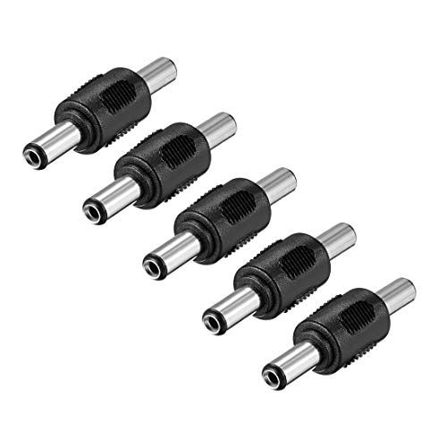 uxcell 5Pcs DC Power Connector Adapter 5.5mmx2.5mm Male to Male Plug Cable Jack Converter for Laptop CCTV Camera Strip Lighting Black