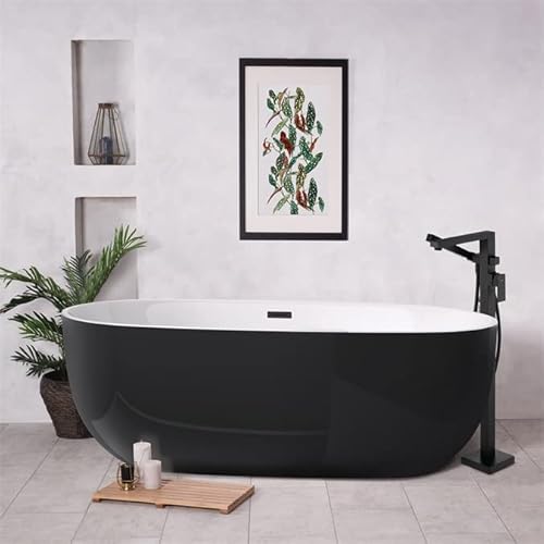 VBChome Badkuip 150x72 cm zwart acryl set premium badkuip vrijstaand ingebouwde overloop sifon inclusief modern comfort elegante topkwaliteit - Afbeelding 4