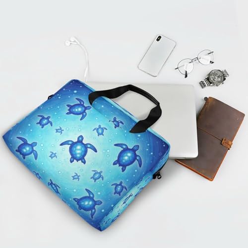Maletín para laptop azul claro con diseño de tortugas miniatura 7