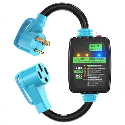CircleCord 30A to 50A RV Surge Protector Adapter Cord with Circuit...