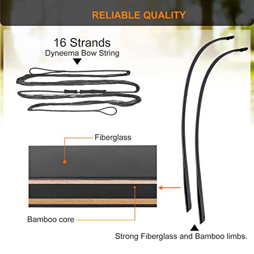 Asdw 60" Archery Bow Set Recurve Bow And Arrow Takedown Bow Wooden Bow Hunting Bow Set Adults Bow Practice Bow Right Hand Bow With Carbon Arrows And Quiver For Outdoor Hunting 45 Lbs #TOP5