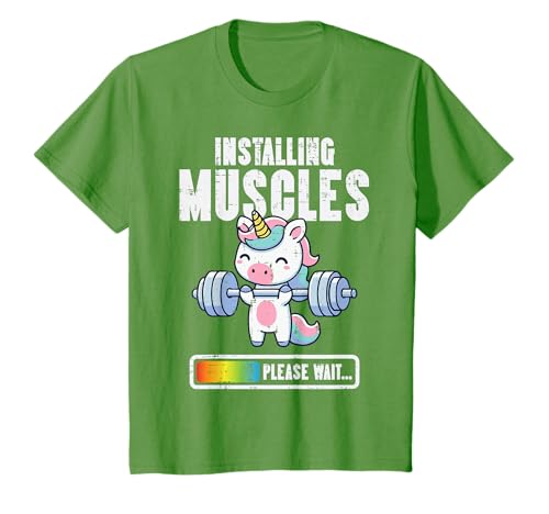 Gym Unicorn Installing Muscles Funny Workout Women Girls Kid T-Shirt
