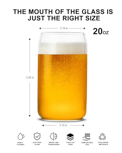 image for LUXU Beer Glass, 20 oz Can Shaped Beer Glasses Set of 2 -Craft Drinkin