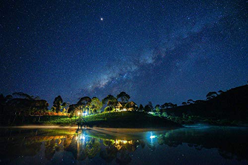 Milky Way, Starry Night Sky Over A Lake Fine Art Giclee Canvas Print Wall Art. Professional Gallery wrap Style and Ready to Hang Photo on Canvas Gallery Wrap Wall Display. (MW010) (30" x 40")