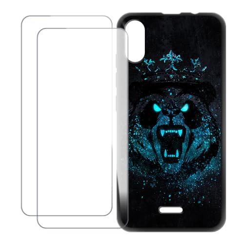 UOGNADGD Compatible avec Wiko Sunny 5 Lite Coque Personnalisée Colorée avec 2 Protections Écran en Verre Trempé – Antichoc et Anti-Rayures (Panda en...