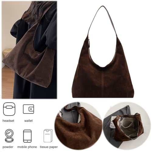Bolso Tote de ante para mujer color marrón miniatura 4