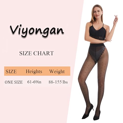 Image of Patterned Tights for Women High Waist Pantyhose Black Sheer Stockings 15D