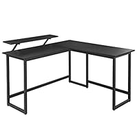 Bureau, L-Vormig Computer Bureau Met Beweegbare Monitor Bevestiging, 140 X 130 X 89 Cm, Hoek