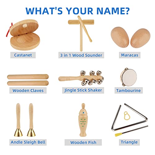 Nvmogan Musical Instruments For Kids And Toddle-Eco Friendly Wooden Music Toys.musical Percussion For Boys Girls Preschool Educational With Storage Bag.promote Fine Motor Skills #TOP1