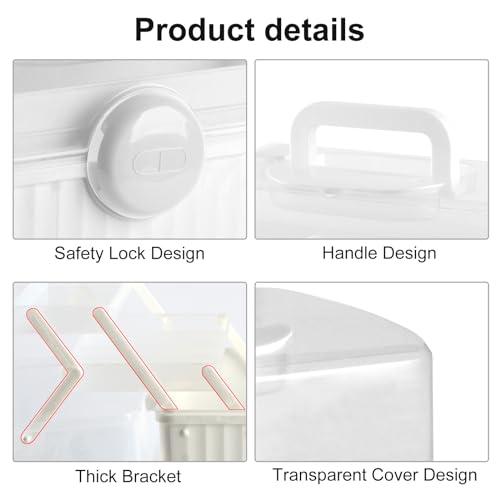 Image of First Aid Box Organizer Empty Large Capacity Supplement 3 Layers Portable Emergency Medical Organizer with Handle for Family, Office and Travel (White-Clear)
